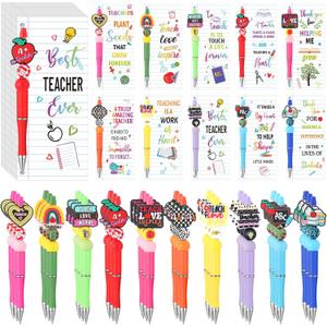 30 Sets Teacher Pen Kits: 2026 Teacher Graduation Gifts DIY Refillable Beadable Pens with Thank You Cards End of The Year Appreciation Gifts for School Team Staff Coworker Office Supplies