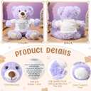 Lenwen a Bear Hug Gift Get Well Soon Sympathy for Women Plush Stuffed Animal Hug Thinking of You Condolences Memorial Loved Present(Purple,Bear)