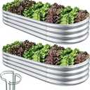 Raised Garden Bed, 2 Pcs 731ft Outdoor Galvanized Planter Boxes, Galvanized Garden Beds Outdoor with Metal Plant Stakes, Large Garden Beds for Vegetables