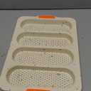 French Bread Hoagie Sub Roll Baking Pans 4-slot, Non Stick Silicone Mould Mold Tray for Sandwich Baguette Hot Dog Bun Loaf Food, Mini Tool Set for Restaurant Homemade Household Breakfast Dinner-Beige