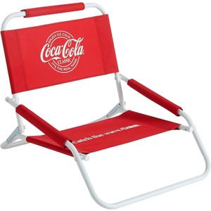 Coca Cola Low Beach Chair, Portable Folding Chair for Outdoor Use, Beach, Sand, Camping & Backyard