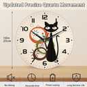 Wall Clock, Black Cat Wall Clocks Wooden Wall Clock Art Hanging Clocks Silent Non-Ticking Wall Clock Battery Operated Round Home Arabic Numeral Decorative Wall Clocks 10 Inch