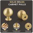 Yiking Soild Brass Cabinet Knobs Heavy Duty Real Brass Dresser Pulls,Brushed Gold Drawer Knob Kitchen Cabinet Pull Modern Small Round Handle Gold Handle for Kitchen Bathroom Furniture 4pcs 1-1/4in