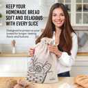 Nubliss 2-Pack Large, Reusable Organic Linen Bread Bags for Homemade Bread - BPA-Free Inner Plastic Lining - Durable Breads Storage - Sourdough Loaf Bags - Perfect for Sour dough Loaves & Baguettes (Off White)