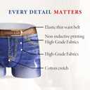 Meshal Men's Cotton Sexy Fake Jean Underwear Stretch 3D Denim Printed Personalized Boxer Briefs (XXXL)