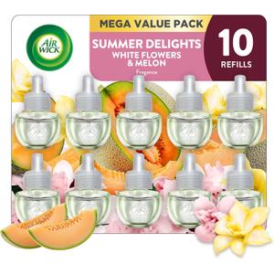 Air Wick Plug in Scented Oil Refill, 10ct, Summer Delights, Scented Oil, Air Freshener, Essential Oils, Eco Friendly Clear