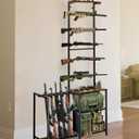 Gun Rack, Indoor Gun Racks for Wall Mount, Rifle Rack and Shotgun Floor Stand with Pistol Holder, Wall Gun Rack Stand Holds up 10 Guns Storage, Hunting Gun Display Shelf for Garage Shop