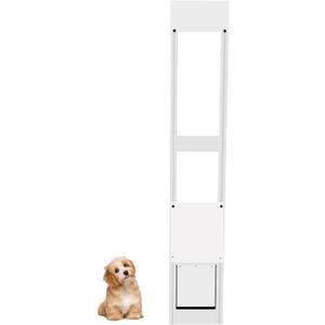 Cat Dog Door Insert for Sliding Patio Door - Easy Installation -Cat Door for Sliding Glass Door with Lockable Weather Proof Panel - Adjustable Height 76.38" to 81.1" Black