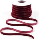 Burgundy Velvet Ribbon 3/8 Inch x 25 Yards, Single Face Maroon Ribbon for Gift Wrapping, Wedding, Hair Bows, Choker, Bouquet, Christmas Decor