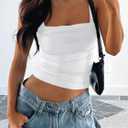 Imily Bela Womens Summer Tank Tops Ruched Double Lined Sleeveless Y2K Going Out Crop Shirts (Large, White)