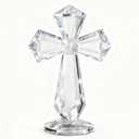 Crystal Standing Cross Decor  Handmade Glass Holy Cross Figurine, Christian Easter Gifts, Religious Decorations for Women & Men, Baptism Confirmation Gifts, Church or Home Office Display (Clear)