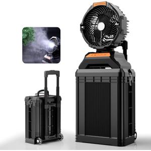 WESTTREE Misting Fan Portable Rechargeable with 4 Gal Large Bucket, Mist Fan with Retractable Handle & Oscillating Mister Outdoor Camping Cooling Fan for Patio/Beach/Fishing/Golf/Travel Essentials