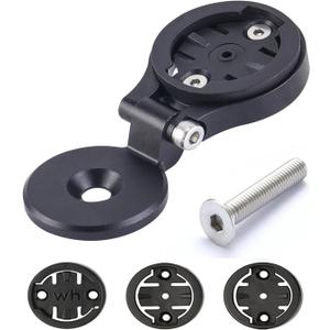 Bike Computer Mount for Garmin Edge Wahoo Elemnt Bryton Out Front Adjustable Bicycle Stem Mount (Black with stem Cap)