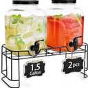 2 PCS 1.5 Gallon Drink dispenser For Parties, Beverage Dispenser With Stand, Large Water Drink Dispensers With Spigot for BBQ, Picnic, Party, Ideal for Lemonade,Juice, Tea, and Party Drinks