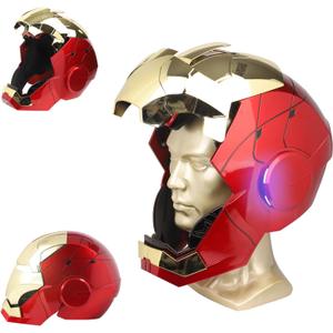 Iron Hero MK 5 1:1 Wearable Helmet - Voice, Touch, and Remote Control with LED Eyes, Realistic Sound Effects, Perfect for Cosplay, Display, and Collectible Figures for Man and Teen,Gold
