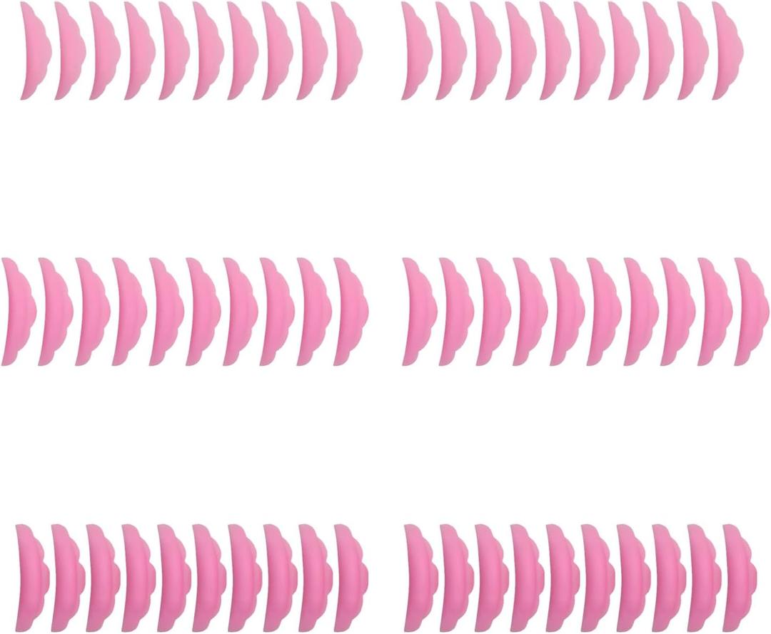 60 Pack Eyelash Lift Rods Silicone Pads Set 5 Sizes Perm Pads and Lash Lift Rods for Eyelash Perming Curler Reusable Silicone Shields for Makeup Beauty Tool Lifted Lashes (Pink)