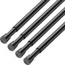 AIZESI Spring Tension Rods Adjustable Tension Curtain Rod Small Tension Rod No Drilling Expandable Spring Loaded Curtain Tension RodBlack,18" to 28"-4Pcs)