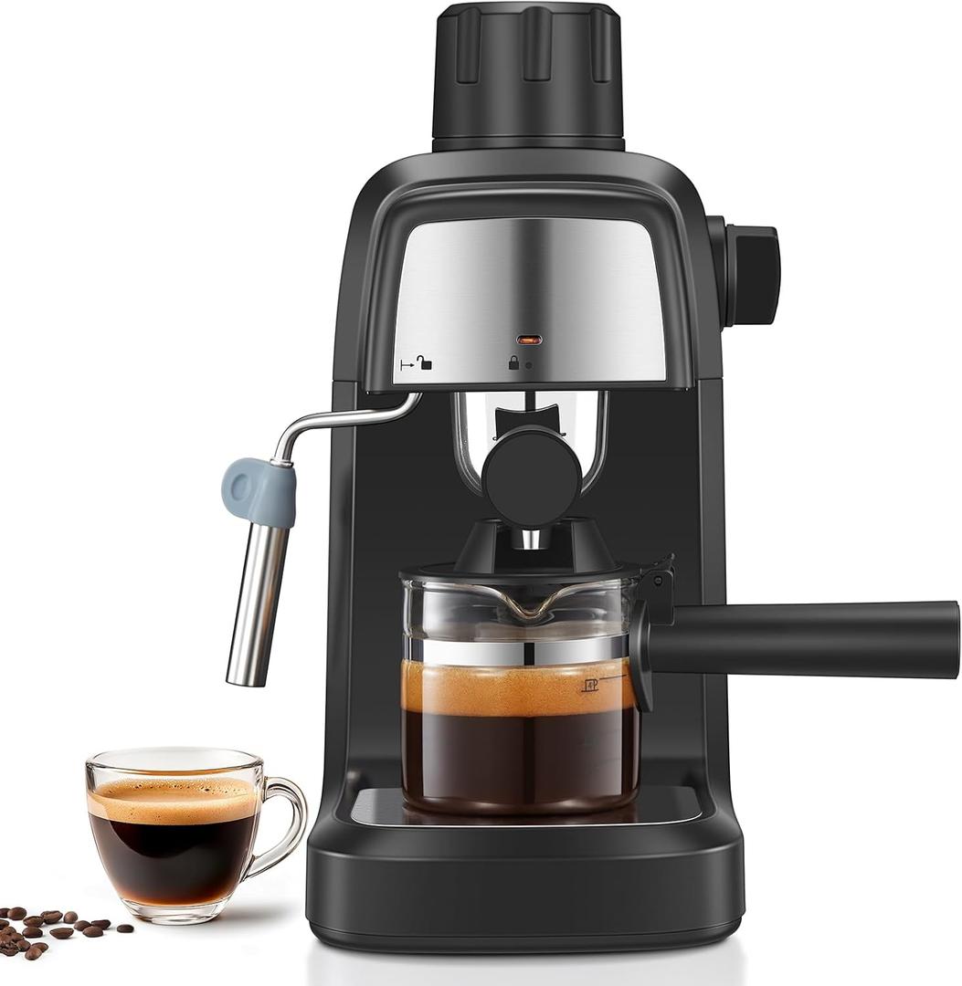 Espresso Machine 3.5 Bar, 800W Compact Size Coffee Maker with Steam Wand, 4 Cups Cappuccino & Latte Machine for Home and Office