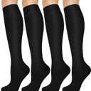 Aoliks Compression Socks for Women & Men 4 Pairs, Best Support for Nurses Running Travel (XL, Black)