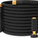 TITAN Garden Hose | Flexible, Lightweight, Kink-Free & Durable Hybrid Water Hose with Heavy Duty Brass Connectors & High-Pressure Jet Nozzle (50FT x 5/8) (Black)