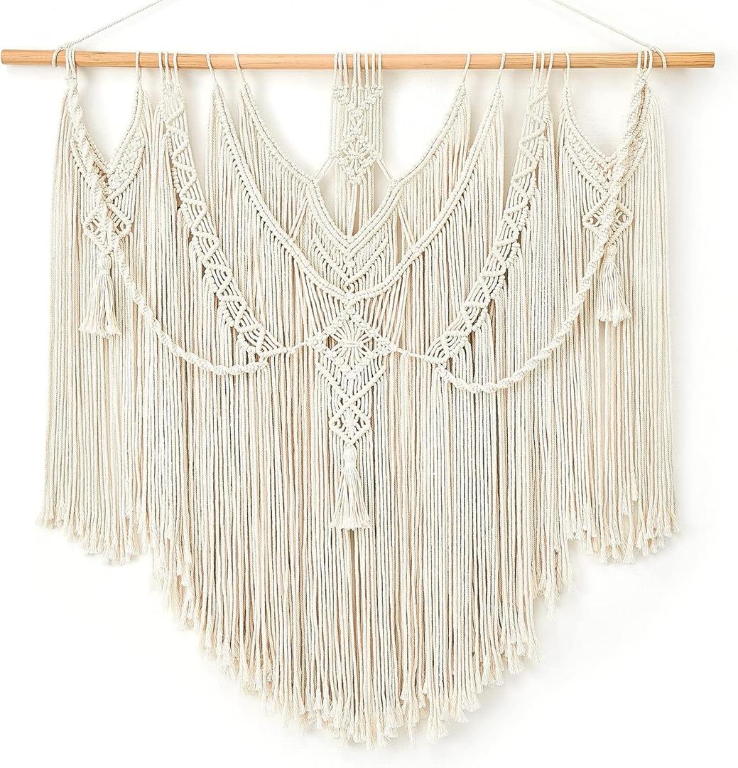 Mkono Macrame Wall Hanging Boho Home Decor Chic Woven Decoration for Bedroom Living Room Apartment Dorm Gallery Perfect Handmade Christmas Gift Ideas, 1 Pack, Large Size, 36"x35"