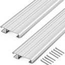Threlaco 2 Pack 2 x 36 Inch Exterior Door Sill Threshold Extender Strip Mill Aluminum Snap Fit Building Door Threshold Suitable for Window Sill Floor Vinyl Mat Edge (Sliver)