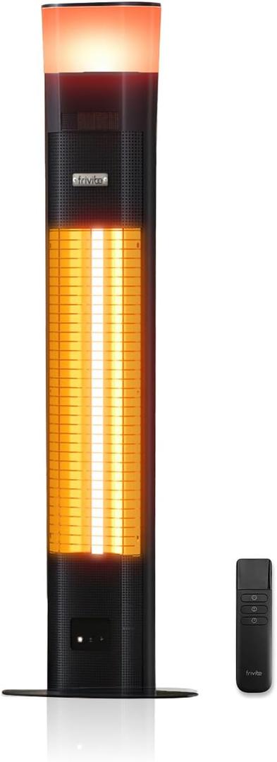 Outdoor Electric Patio Heater, 3-in-1 Heater with Audio Speaker & RGB Light, 1500W Infrared Tower Standing, 43-inch, IP65 Water & Snow Proof for Patio, Deck, Garage & Sunroom, Aluminum Unibody Design