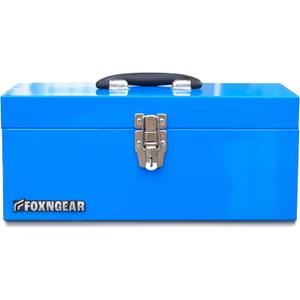 16" Portable Steel Heavy-duty Tool Box 18-Gauge with Metal Latch and Handle Blue