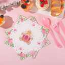 175PCS Pink Princess Birthday Party Decorations, Pink Four Ever a Princess Plates and Napkins Party Supplies, Scalloped Castle Paper Plates Disposable for Baby Shower Girl Birthday Party Decorations