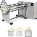 French Fry Potato Cutter Machine Electric Cutting Slicer Chipper Automatic Potato Cutter with 3 Sizes of Replaceable Blades Stainless Steel for Commercial Industrial Kitchen Restaurant Use