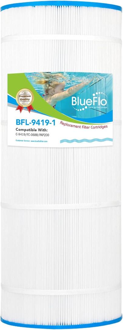 Pool Filter Cartridge Replacement for Unicel C-9419, Pleatco PAP200, Filbur FC-0688 SP200, Predator 200 Pentair Clean & Clear 200, CC200, R173217, 1 Pack