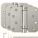 HOSOM Self Closing Door Hinges Brushed Nickel Spring Loaded Hinges 4 Inch Adjustable Tension for Garage, Front Door, Back Door, UL Listed, for Left and Right Hand Door, 5/8'' Radius Corners, 3 Pack