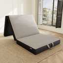 Memory Foam Trifold Mattress - Single Portable Floor Bed 4 Inch, Foldable Mat with Washable Cover, Handle & Non-Slip Bottom, for RV, Travel, Camping, Yoga, 75"x25"x4"