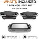2-Pack XL Collapsible BBQ Prep Tub with Stainless Steel Cutting Board for Grilling Outdoor Cooking,with Locking Lid - for Meal Prep Marinating Food Storage,Large Food-Safe Container,Gifts for Men