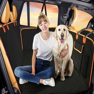 Dog Car Seat Cover for Back Seat, 7 Layers Design Car Seat Cover Back Seat Holds 460lbs Nonslip Waterproof Dog Hammock for Car SUV Truck, Large Space Hard Bottom Pet Seat Cover for Dogs Travel