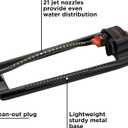 Black + Decker 3,600 Sq Ft Metal Oscillating Sprinkler Durable, Adjustable, Even-Coverage Watering BD3435
