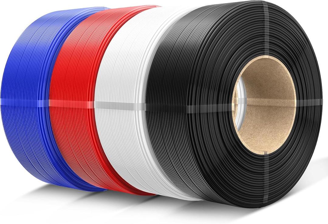 SUNLU Refill PETG Filament 1.75mm, PETG Refill 3D Printer Filament, Suitable for Bambu Lab Filament and SUNLU Reusable spools, 1kg per Spool, 4 Pack, 4 Colors, Black+White+Red+Klein Blue