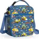 Clastyle Car Insulated Kids Lunch Bag Truck Large Thermal Cooler Bag for Boy Picnic School Lunch Box Tote,Yellow Excavator