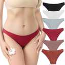 6-pack Cotton Underwear for Women Low Rise Stretch Bikini Sexy Ladies Panties (Medium, 01 Multicolor B)