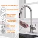 Touchless Kitchen Faucet with Pull Down Sprayer, Motion Sensor Kitchen Faucet with Kitchen Soap Dispenser, Single Kitchen Faucet High Arc Pull Out Faucet for Kitchen Sink RVBrush Nickel