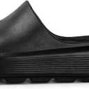 Platform Slides for Women and Men | Chunky Thick EVA Sole with Stable Support | Non-Slip for Daily Wear (Black)