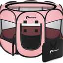 Dog Cat Playpen Indoor Outdoor for Puppy Pet Dog Cat Recovery After Surgery, Dog Tent Crates Cage Indoor/Outdoor, Portable Pop Up Dog Kennel with Carrying Case for Travel (Premium Pink, Small)