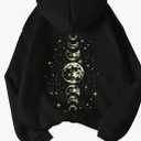 SOLY HUX Women's Graphic Hoodies Drawstring Long Sleeve Moon Print Sweatshirt Pullover Fall Tops, L