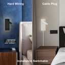 Bedside Ambient LED Reading Lamp - Wall/Headboard Mounted, Easy to Install, Black (White)