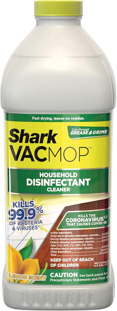 Shark VACMOP Household Disinfectant Cleaner Refill 2L Bottle, Compatible with VM252 & VM180, Cleans & Disinfects Sealed Finished Floors, Stone, Laminate & Tiles, Lemon Scent, VCD60