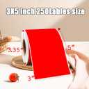 3 x 5 Inch 250Pcs Rectangle Color Coding Stickers,Strong Adhesion, Easy to Write for Organization,Inventory,Business Labeling,Red