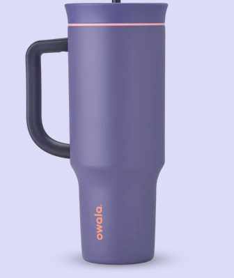Owala Stainless Steel Triple Layer Insulated Travel Tumbler with Spill Resistant Lid, Straw, and Carry Handle, BPA Free, 40 oz, Dark Blue (Saltwater Starfish)
