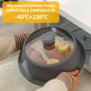 Collapsible Microwave Splatter Lid with Vented Tempered Glass Cover Wok Lid for Microwave Safe, Stockpot Steamer Pot Pan 10.5-11 inch Universal Multifunction Silicone Cover (Grey)