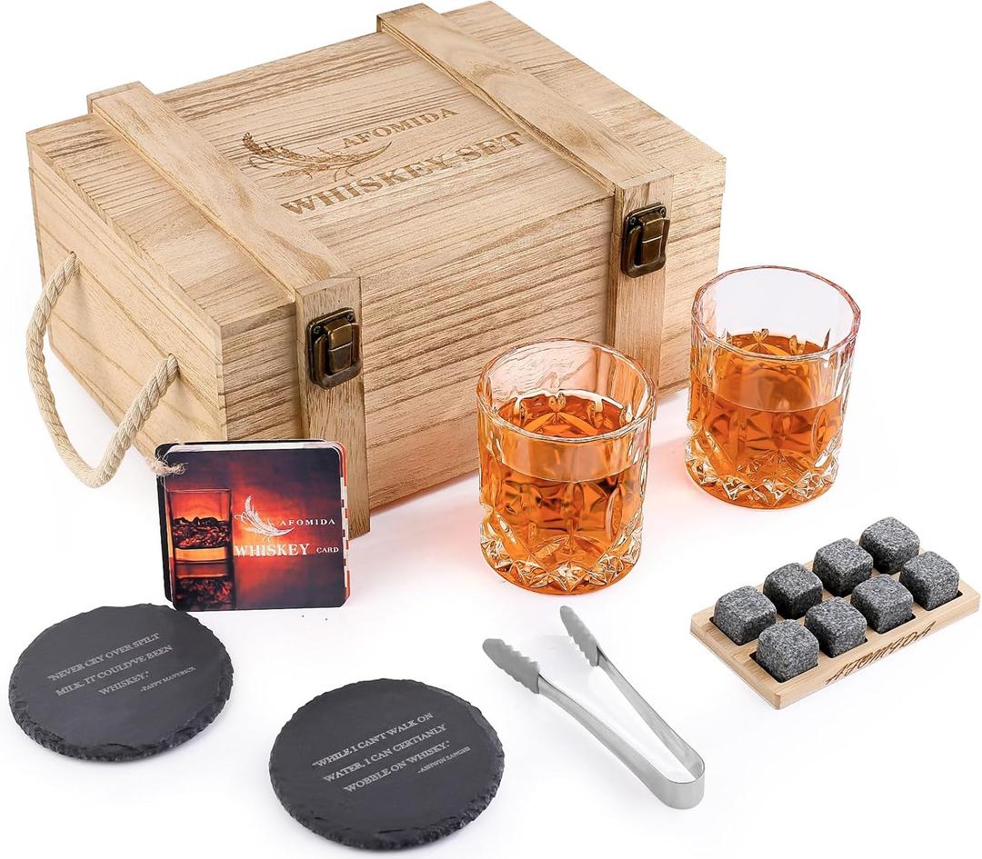 Whiskey Stones Set for Men Husband Dad Boyfriend Him for Birthday Wedding Anniversary Valentine's Day Drinking Gifts for Father's Day Housewarming, Special Present for Liquor Bourbon Scotch