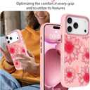 OOK Pink Case Design for iPhone 17 Pro Max Case, Compatible with MagSafe, Cute Sunflower Floral Blooms Design Frosted Shockproof for Women Girls Magnetic Phone Cover - Pink Flower